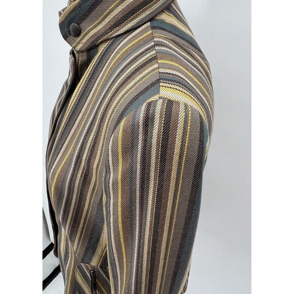 Akris Punto Womens Jacket Blazer Sz 10 Wool Snap Button Up Striped Multicolor - Picture 6 of 16